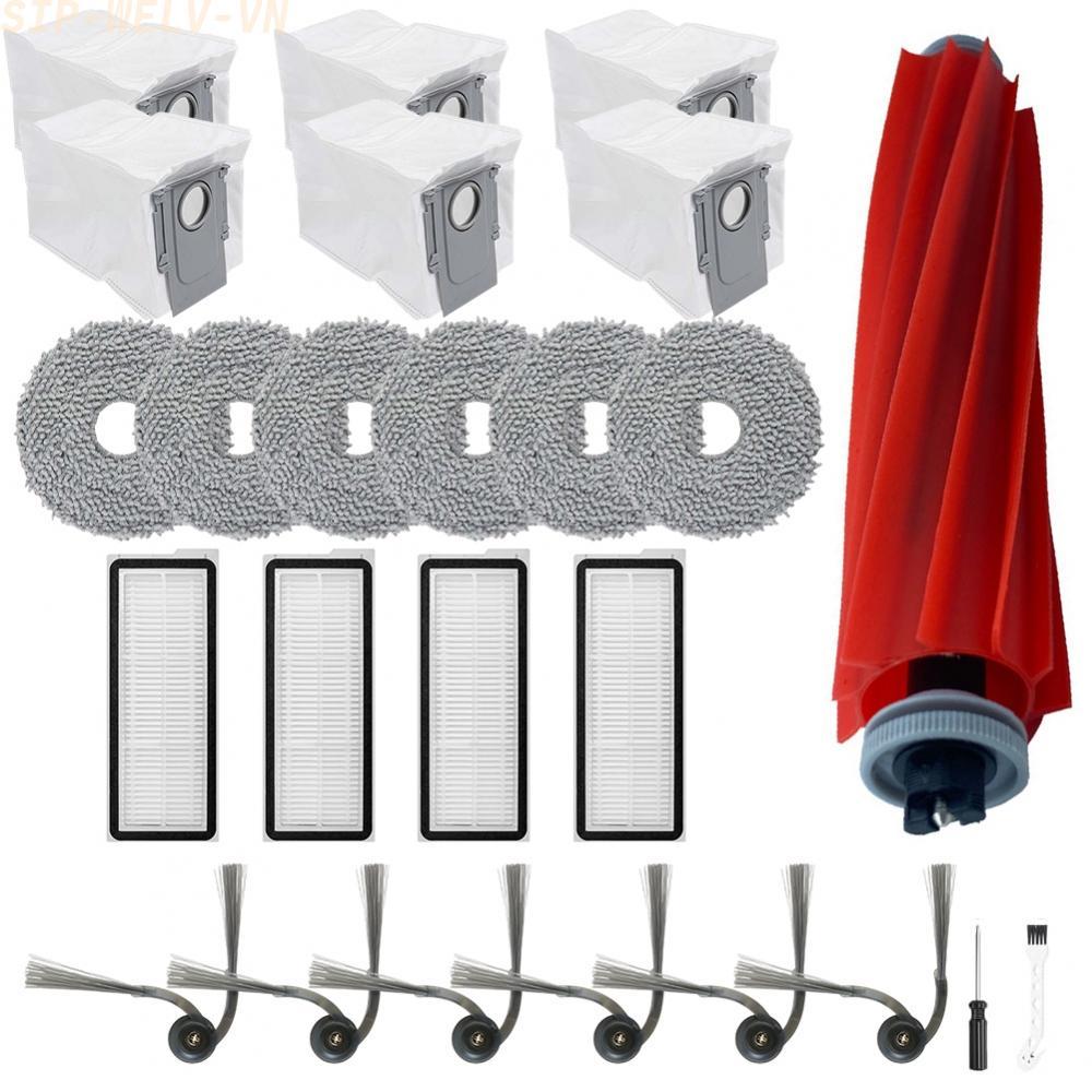 {WELV}Dust Bag Filter Side Brush Kit for Roborock QV35A QV35S QR598 QR798 Robot Vacuum