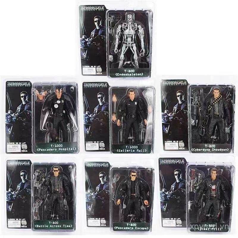 Hàng sẵn có NECA Terminator T800 Phiên bản súng kép Arnold Phiên bản người cao tuổi Trận chiến Phiên