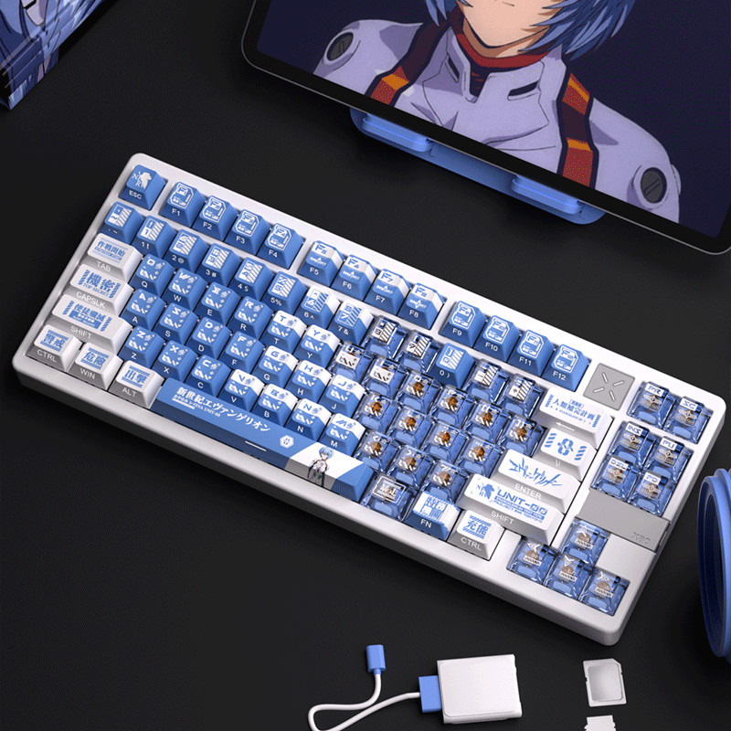 Keycap Rei Ayanami | PBT Keycap Chính/Side Engraved Xuyên Đèn