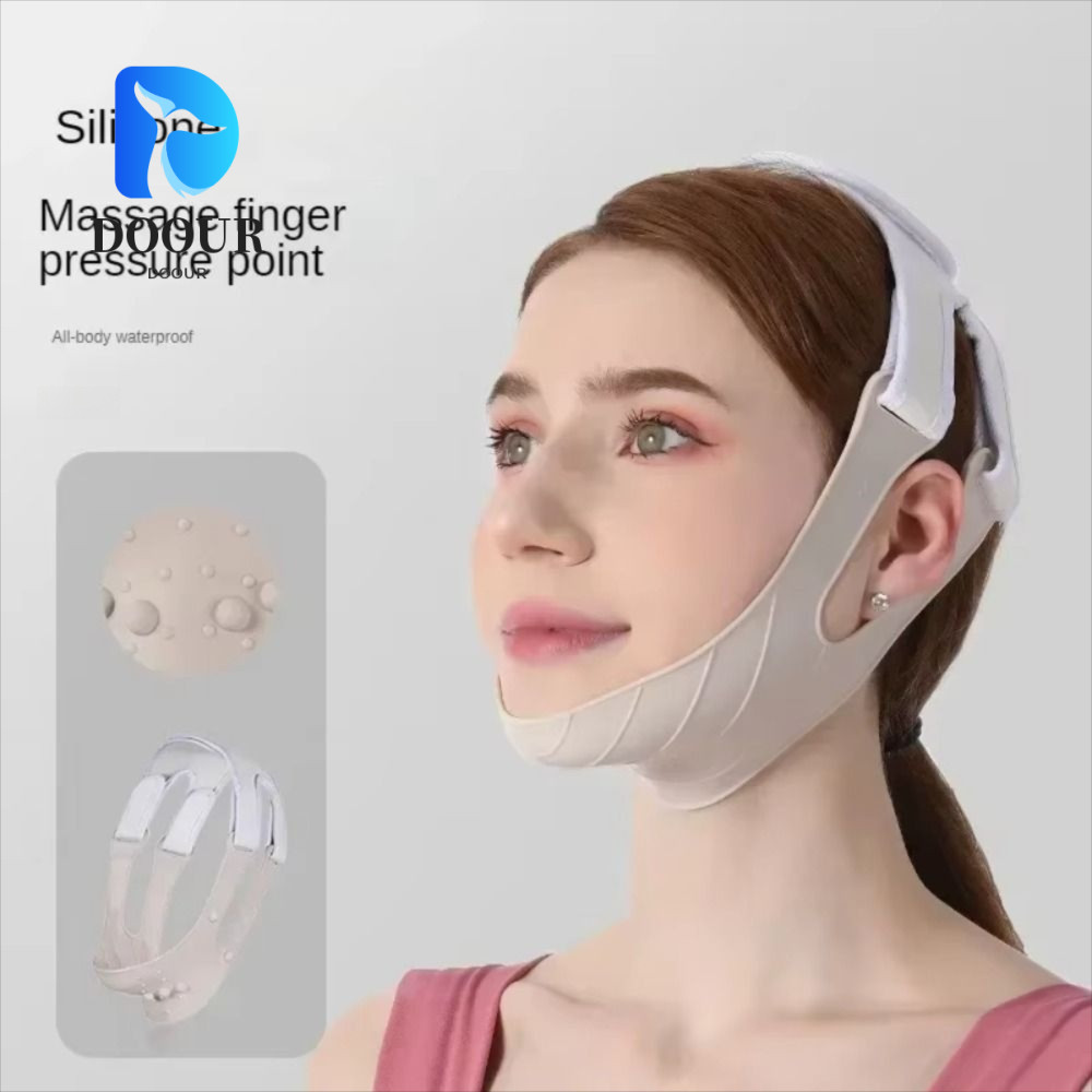 DOOUR V Line Face Shaper, Face Chin Cheek Lift Silicone Face Slimming Bandage, Đai Mỏng Co Giãn Mặt 