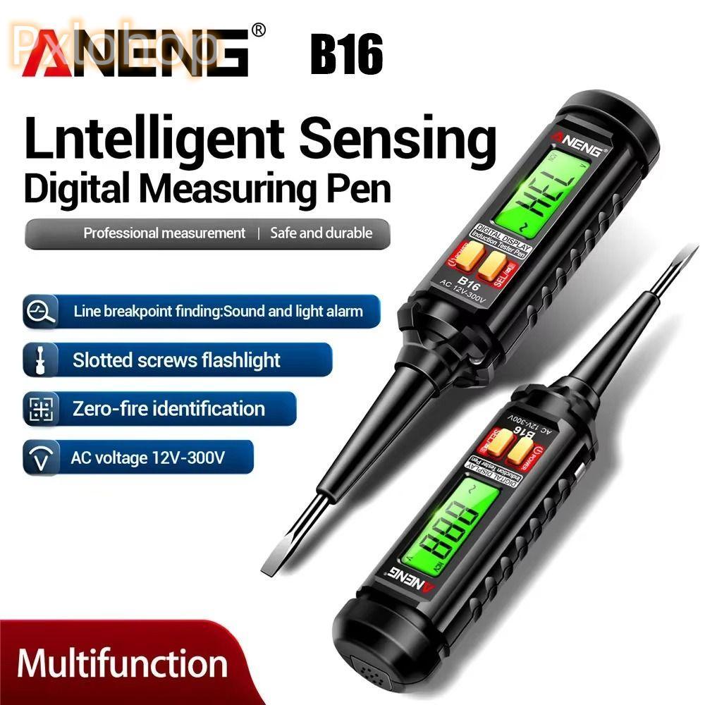 Bút kiểm tra điện áp PXLOHOP, Máy dò điện áp không tiếp xúc cảm biến thông minh, ANENG B16 12V-300V 