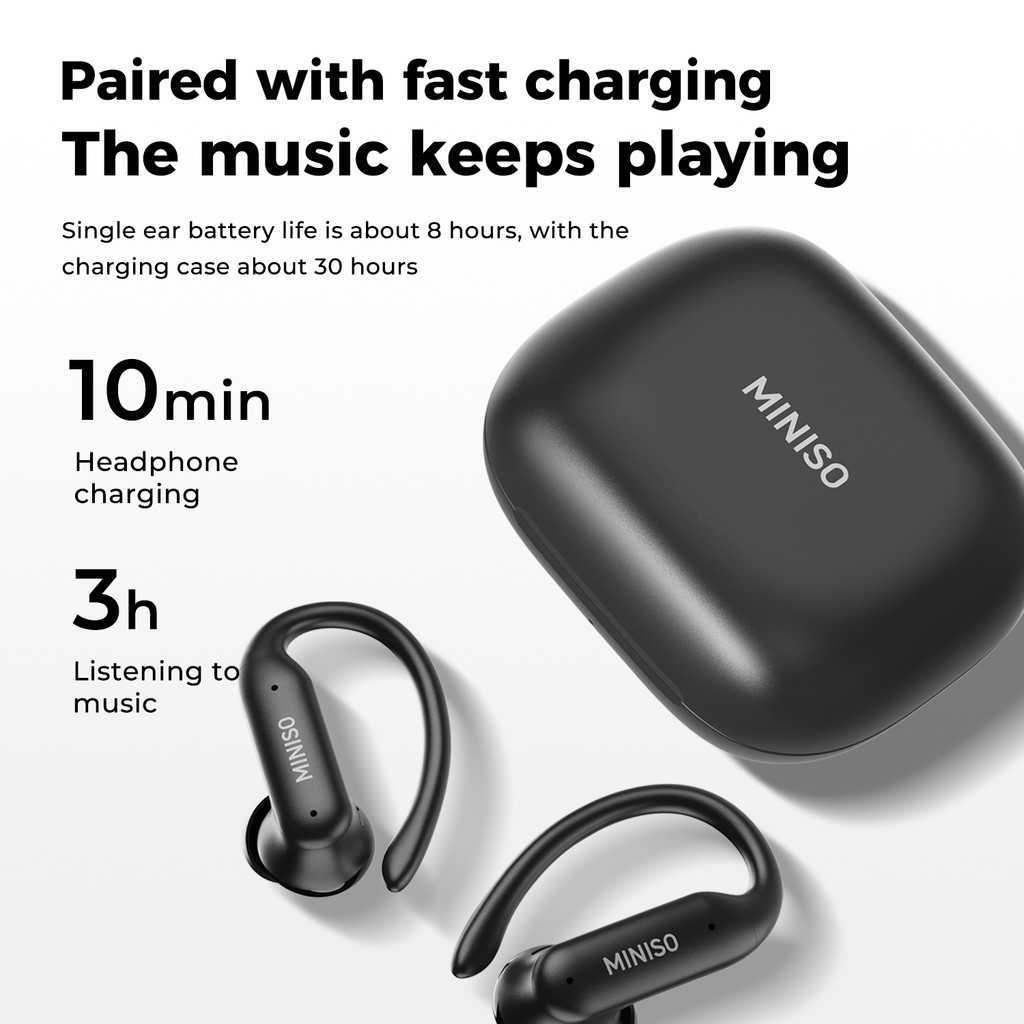 MINISO MS219  Tai Nghe OWS Dạng Kẹp Tai Thông Minh  Bluetooth 6.0, Âm Thanh HiFi Stereo  Chống Ồn ENC Chống Nước IPX5 Kết Nối Đồng Thời 2 Thiết Bị | BigBuy360 - bigbuy360.vn