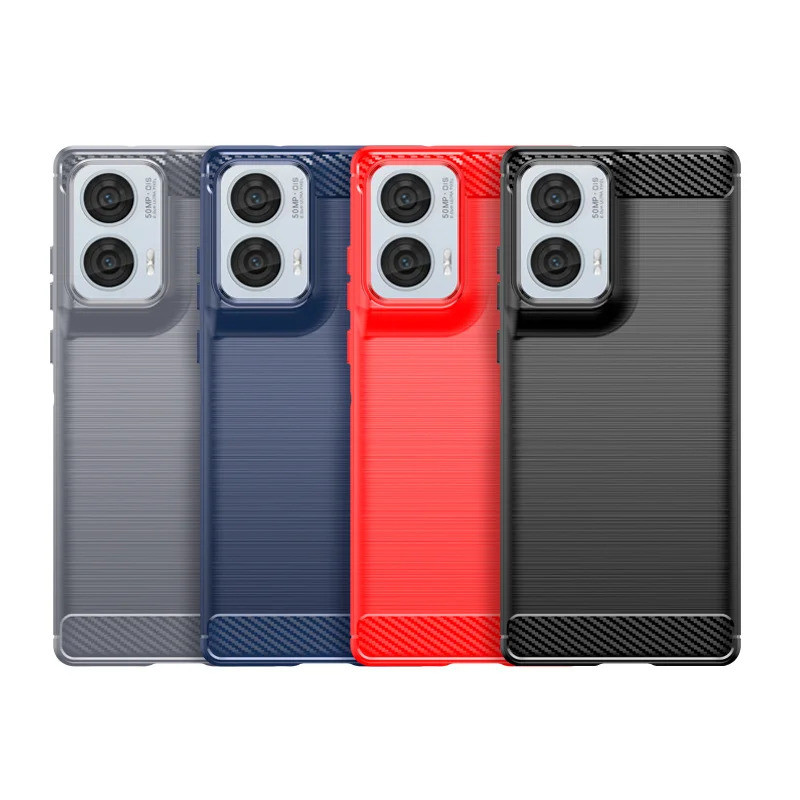 Dành Cho Moto Edge 50 Fusion Ốp Lưng Moto Edge 50 Fusion Capas Mới Sợi Carbon Chống Sốc TPU Mềm Fund