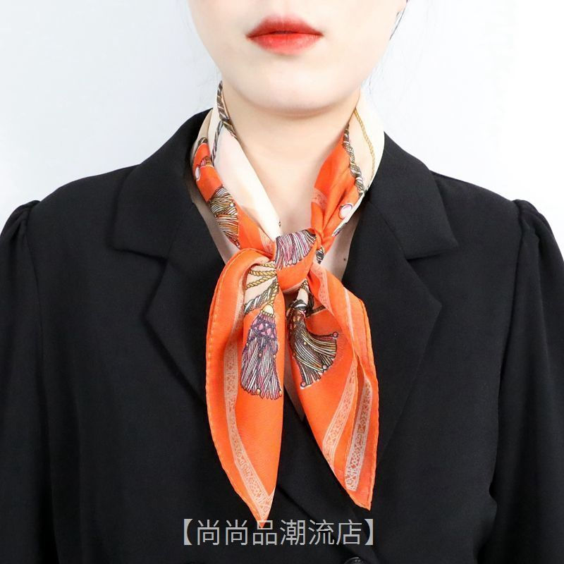 New Product#65New autumn and winter small square scarf, chiffon thin silk scarf, neck protector, sun