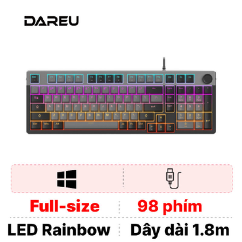 Bàn phím cơ có dây Dareu EK98L RGB Grey-Black
