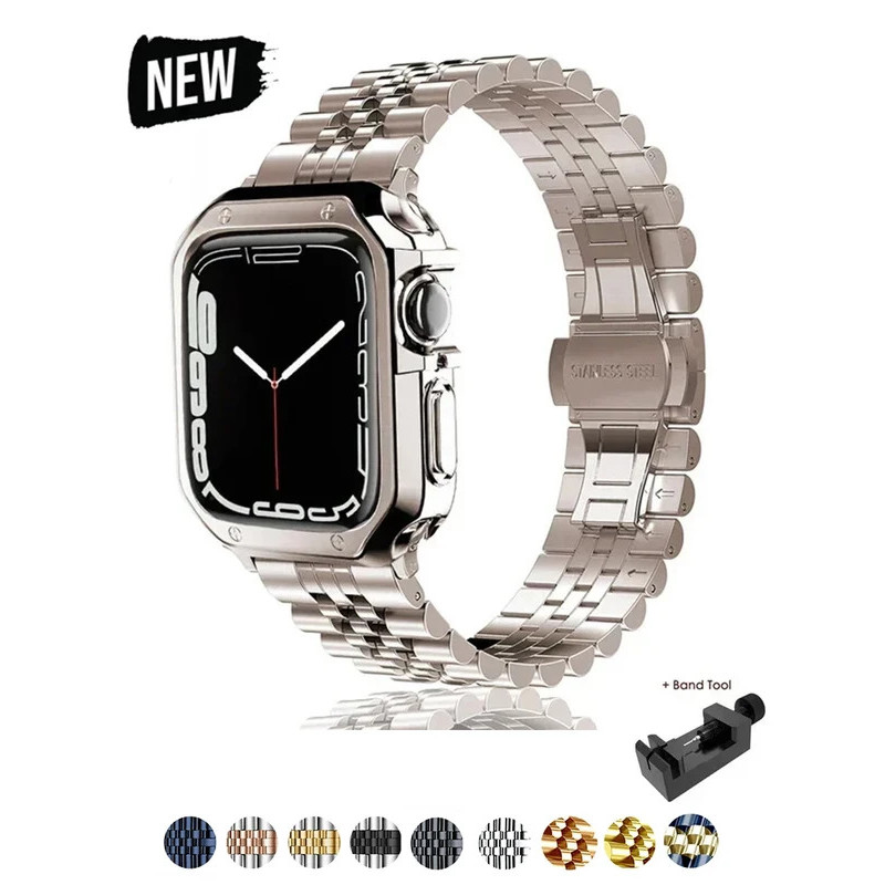 Ốp Bảo Vệ TPU + Dây Đeo Kim Loại Cho Apple Watch Ultra Band 49mm 45mm 44mm 41mm 40 / 38 Vòng Tay Ino