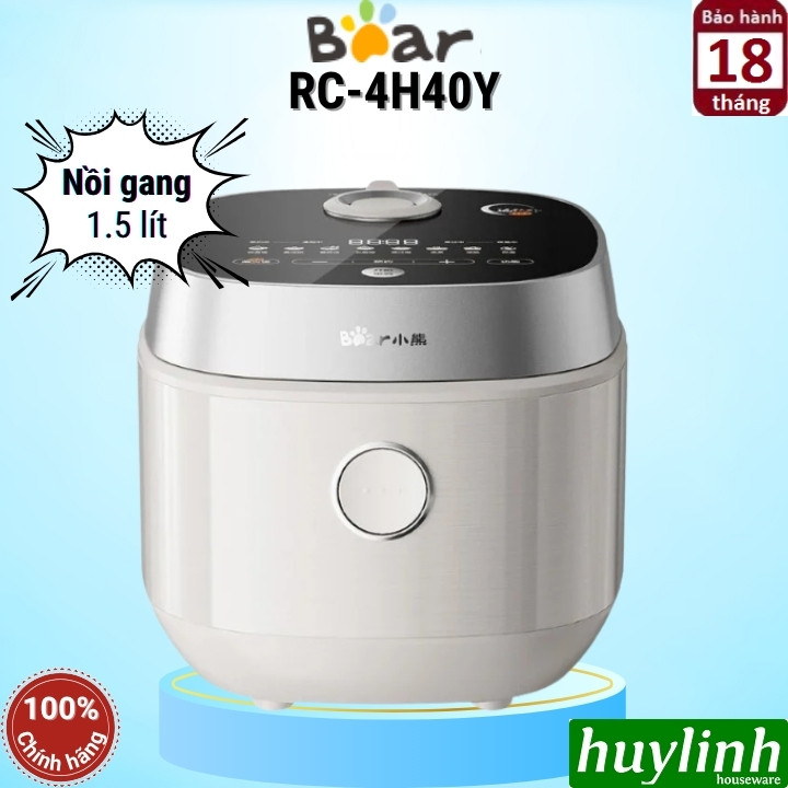 Nồi cơm điện lòng gang tráng men Bear RC-4H40Y - 1.5 lít - Tiếng Việt - Phù hợp 2-6 người
