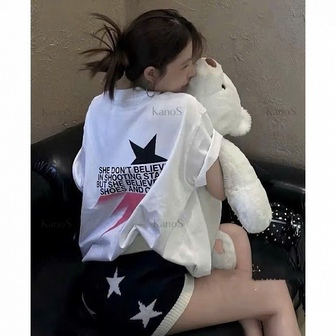 Áo thun Oversize cổ tròn họa tiết Y2K - Kanos Shop