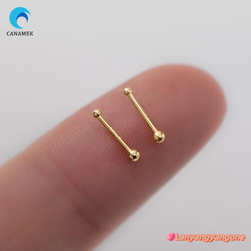 CANAMEK Earings Set 2 Pieces - Petite Beads, Hypoallergenic Stud Earrings for Girls