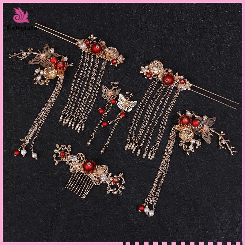 Eshylala 7 Bộ Phụ Kiện Tóc Hanfu Bridal Trung Quốc Dành Cho Nữ