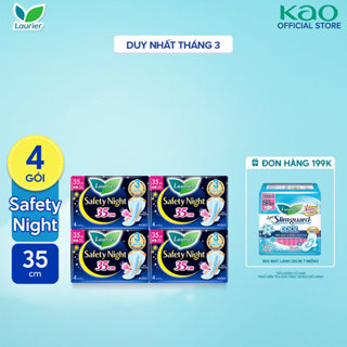 Combo 4 gói Băng vệ sinh Laurier Safety Night Đêm Siêu An Toàn 35cm 4 miếng