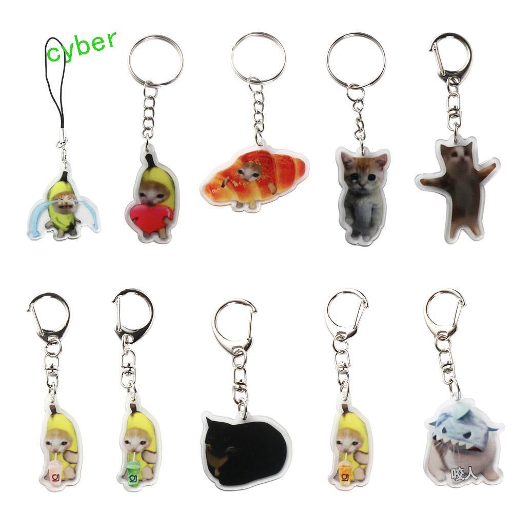 CYBERLINX Happy Banana Cat Móc khóa, Ba lô Banana Cat Charm Banana Cat Dây chuyền điện thoại di động