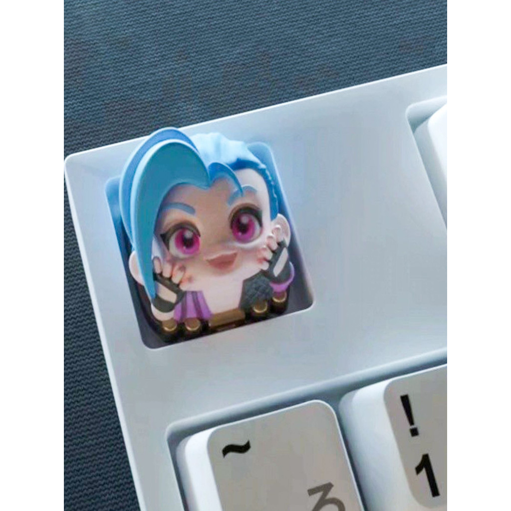 Liên Minh Huyền Thoại Keycap Jinx Độc Đáo Tự Làm Nút Stereo Bàn Phím Cơ Trận Chiến Huyền Thoại Quà T