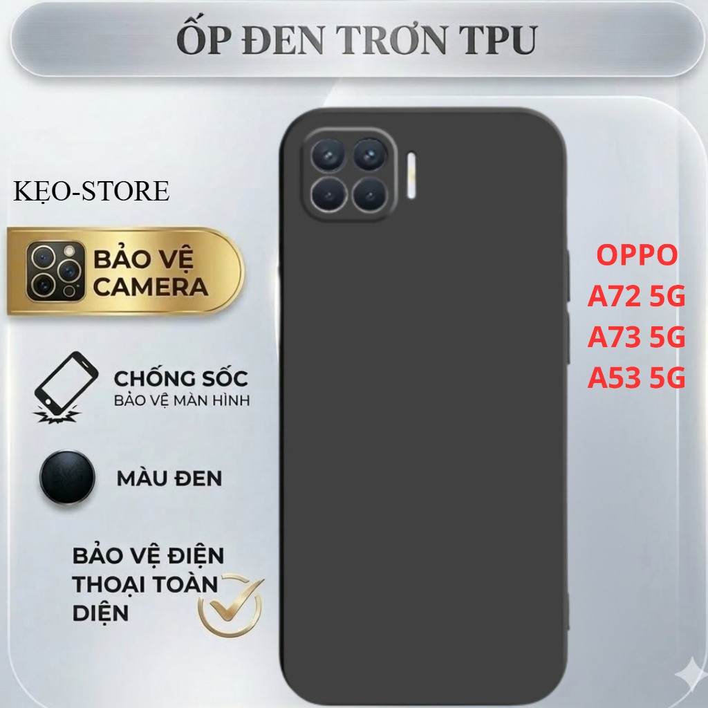 Ốp lưng TPU ĐEN OPPO A72 5G / A73 5G / A53 5G BẢO VỆ CAM TOÀN DIỆN - UY TÍN