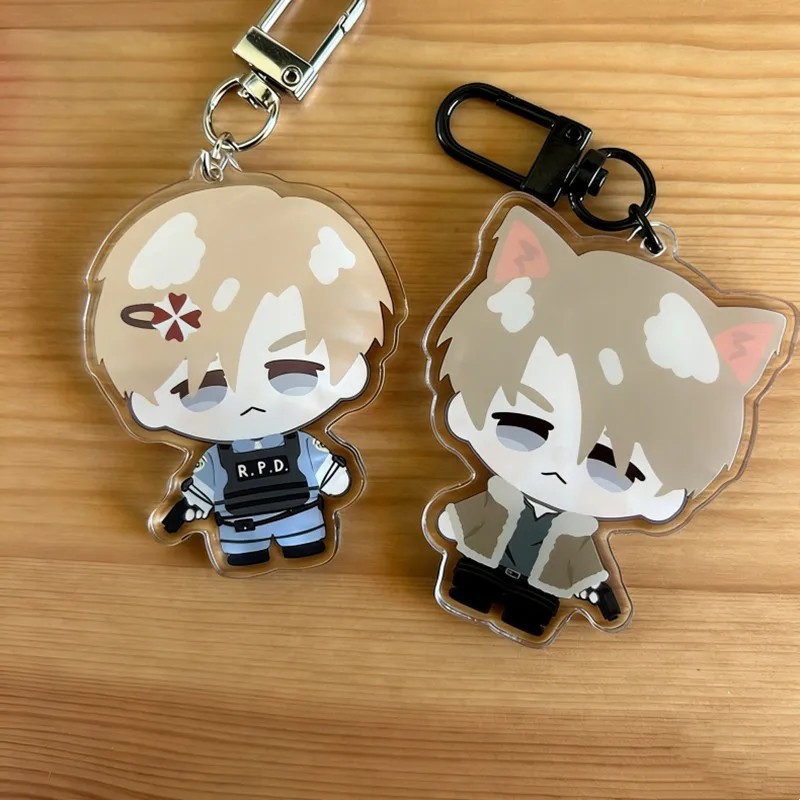 Móc khóa Acrylic Resident Evil Leon S Kennedy Chibi Sad Cat Boy trang trí balo túi xách phụ kiện fan