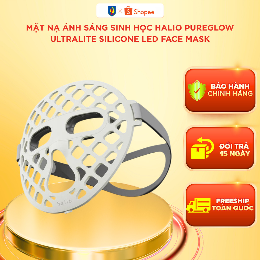 Mặt Nạ Ánh Sáng Sinh Học Halio PureGlow Ultralite Silicone LED Face Mask - Tái Tạo Collagen, Trẻ Hóa