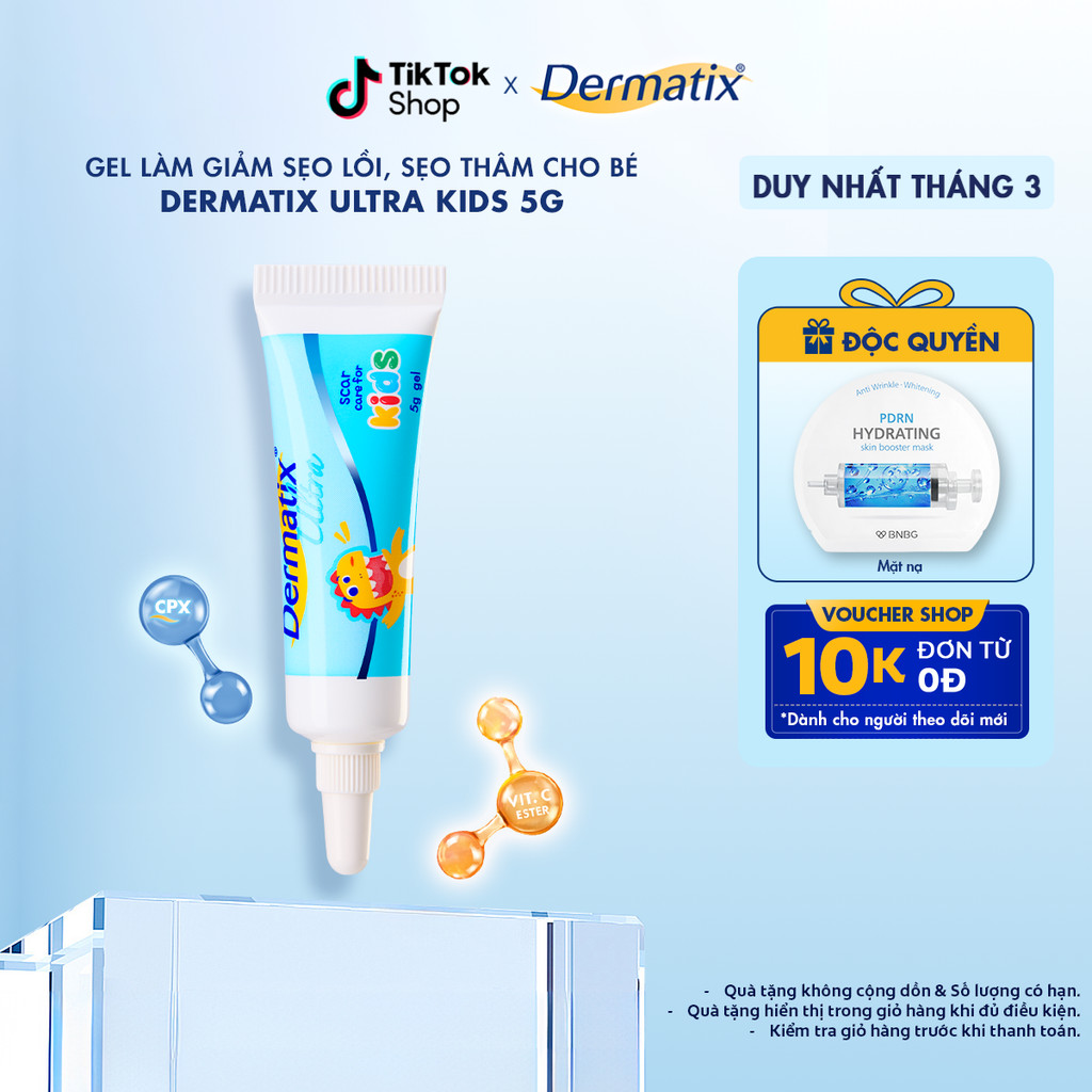 Gel làm mờ sẹo và làm phẳng sẹo lồi, sẹo thâm cho bé Dermatix Ultra Kids 5g