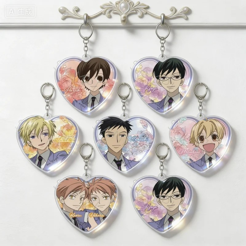 Móc khóa Anime Ouran High School Host Club CLB Tiếp Viên Trường Ouran mica acrylic trái tim trang tr