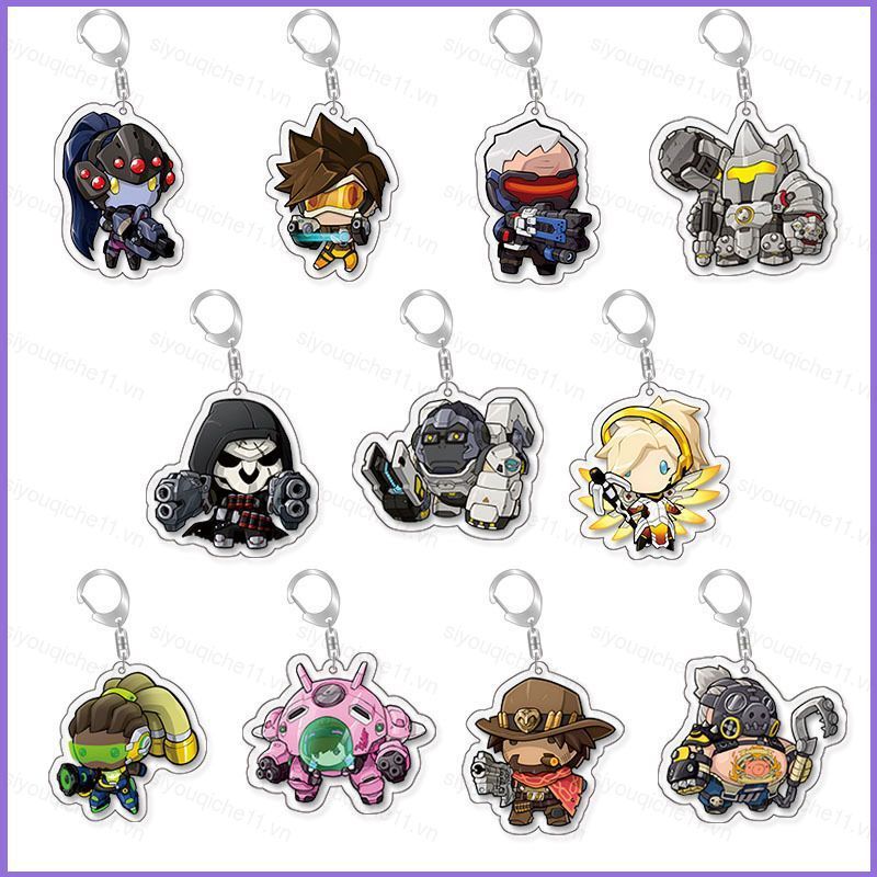 SQ11 Overwatch Shimada Genji Hanzo DVA Tracer Cole Cassidy acylic Móc khóa túi móc khóa mặt dây chuy