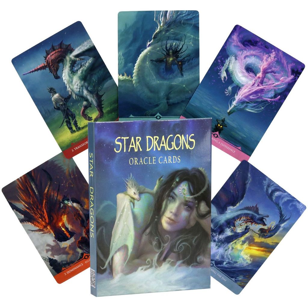 Hàng có sẵn 10.5 * 7.5cm Star Dragon Oracle Card Bảng tiếng Anh Trò chơi Thẻ trò chơi Star Dragons O