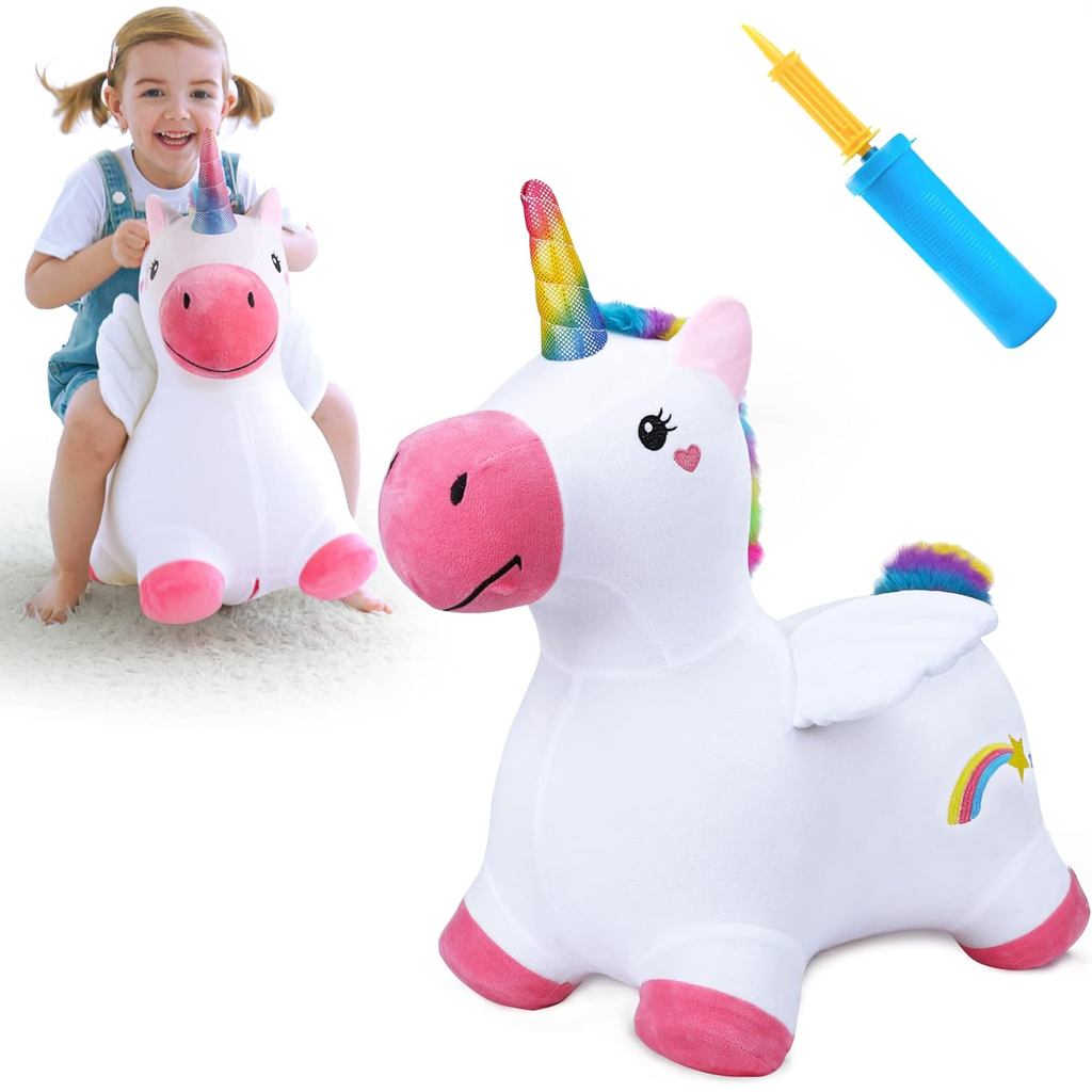IPlay, iLearn Bouncy Pals Hopping Unicorn Horse, Đồ chơi phễu động vật nảy hơi cho bé gái mới biết đ