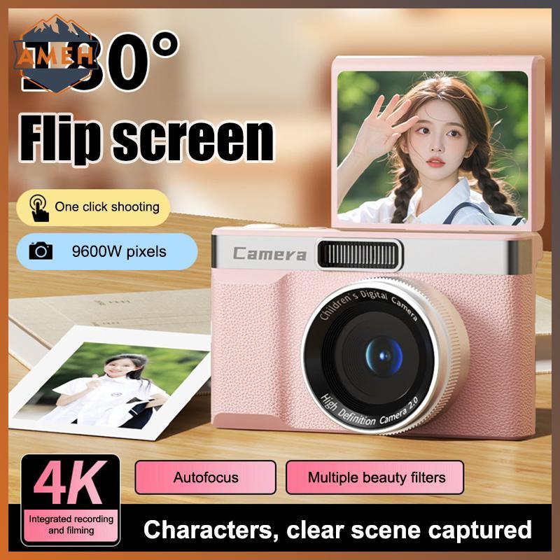 Máy ảnh kỹ thuật số technicolorepic CCD Travel 180°Màn hình lật Selfie Camara 96MP Tự động lấy nét 8