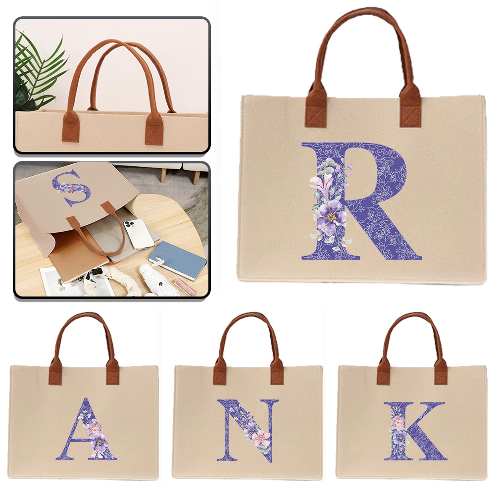 In stock Large felt tote bag Exquisite print Thickened 【Lowest price】 Commuter shopping bag Felt tot