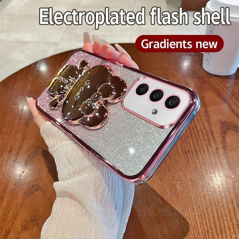 Dành Cho Samsung A37 5G Ốp Lưng Gương Giá Đỡ Bling Mềm Ốp lưng TPU Cho Samsung Galaxy A37 A 37 5G SM