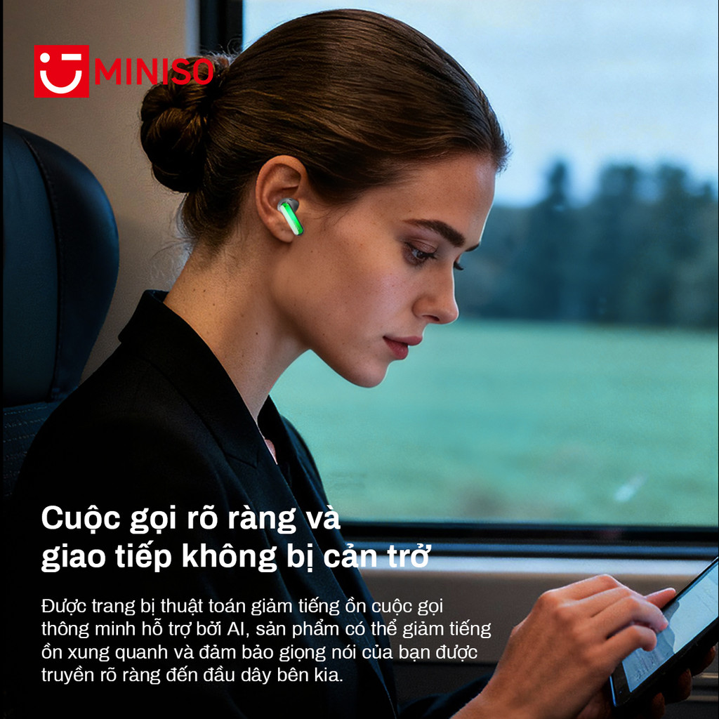 MINISO MS110 AI Tai nghe dịch thuật Video Chức năng phụ đề Bấm dài 2 giây ANC Chế độ khử tiếng ồn Tai nghe nhét tai có thể điều khiển Thiết kế dải đèn phát sáng Bluetooth 6.0 | BigBuy360 - bigbuy360.vn