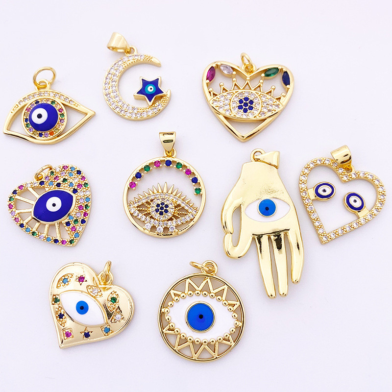 Spot Goods#Devil's Eye Series Niche Versatile Eye Pendant Accessories diy Zircon Necklace Bracelet A