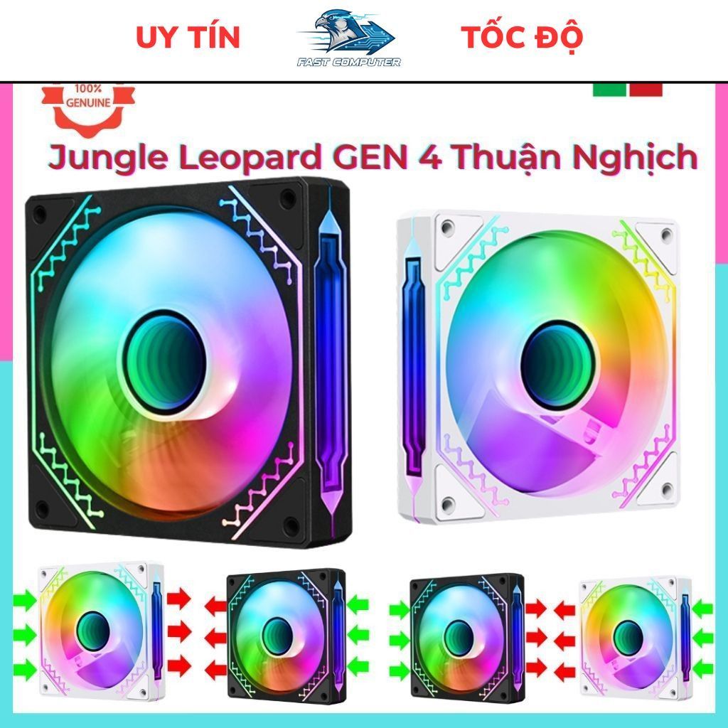 Quạt tản nhiệt, Fan Led ARGB vô cực Jungle Leopard GEN 4 Quạt CPU  - Phiên bản gió thổi xuôi và thổi