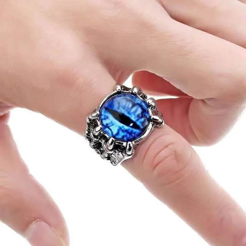 New Product#Vintage New Devil's Eye Open Ring Couple Crystal Ring Men's Ring Trendy and Bold12Y