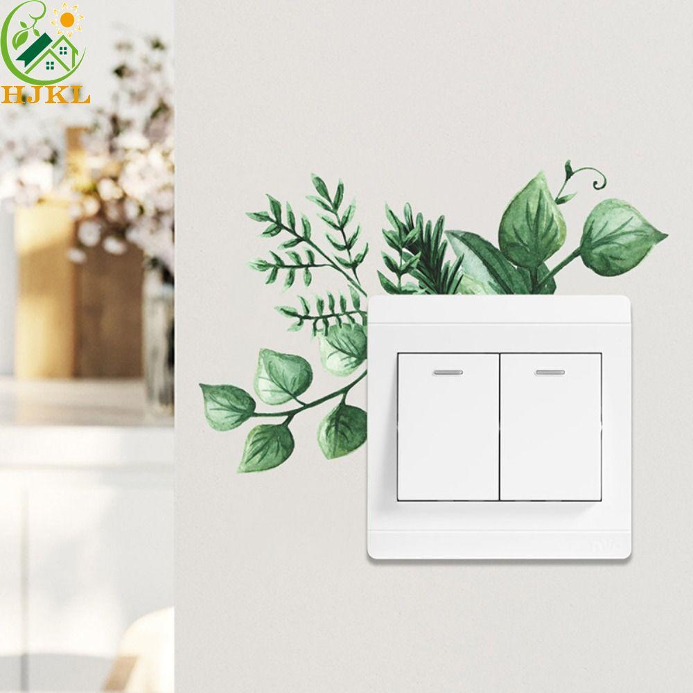 HJKL Flower Switch Sticker, Plant Flower Green Leaves Plants Sticker, Wall Wall Wall Wall Wall Wall 