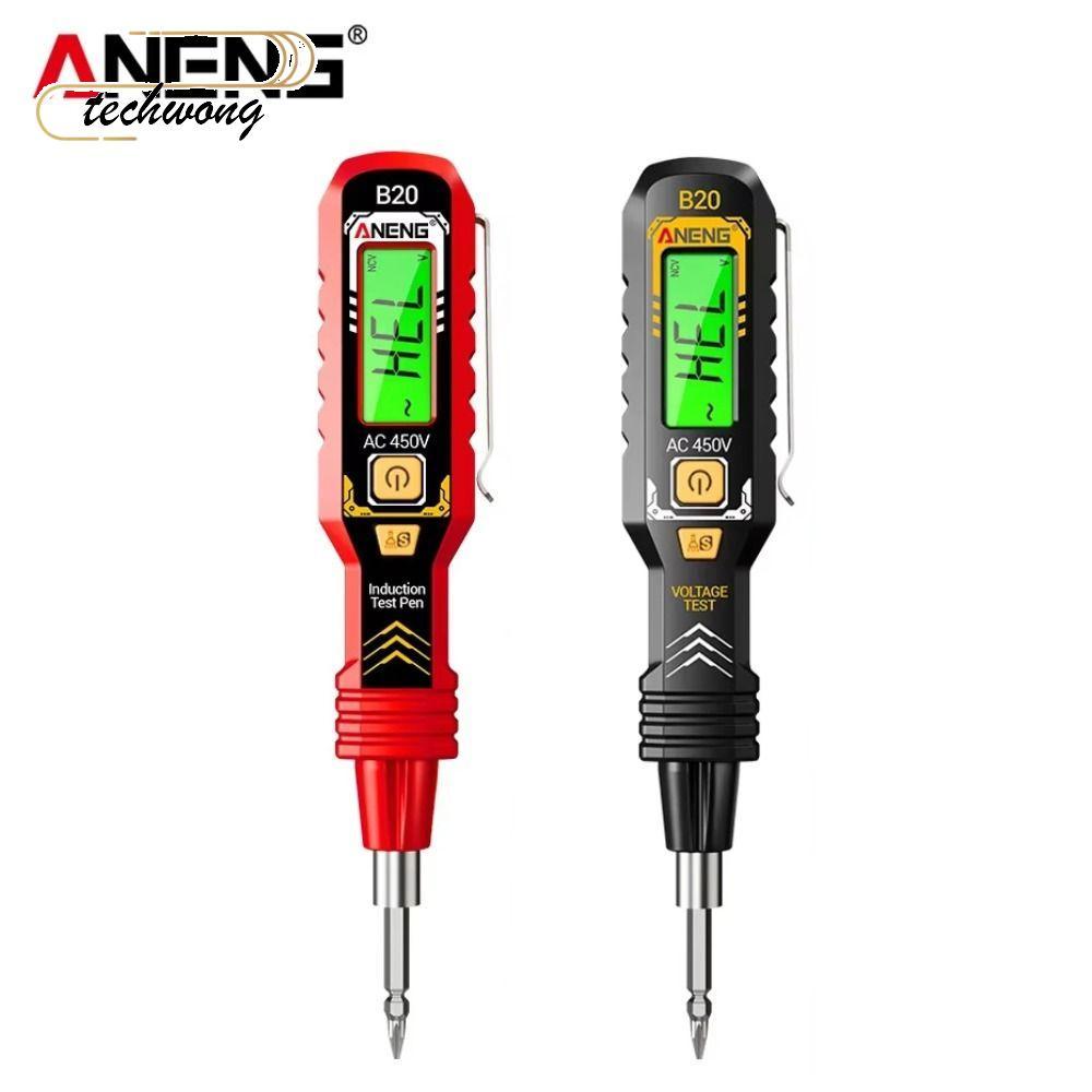 Bút thử điện áp TECHWONG, Máy dò điện áp hai đầu không tiếp xúc, Báo động rung ANENG B20 30-1000V Mà