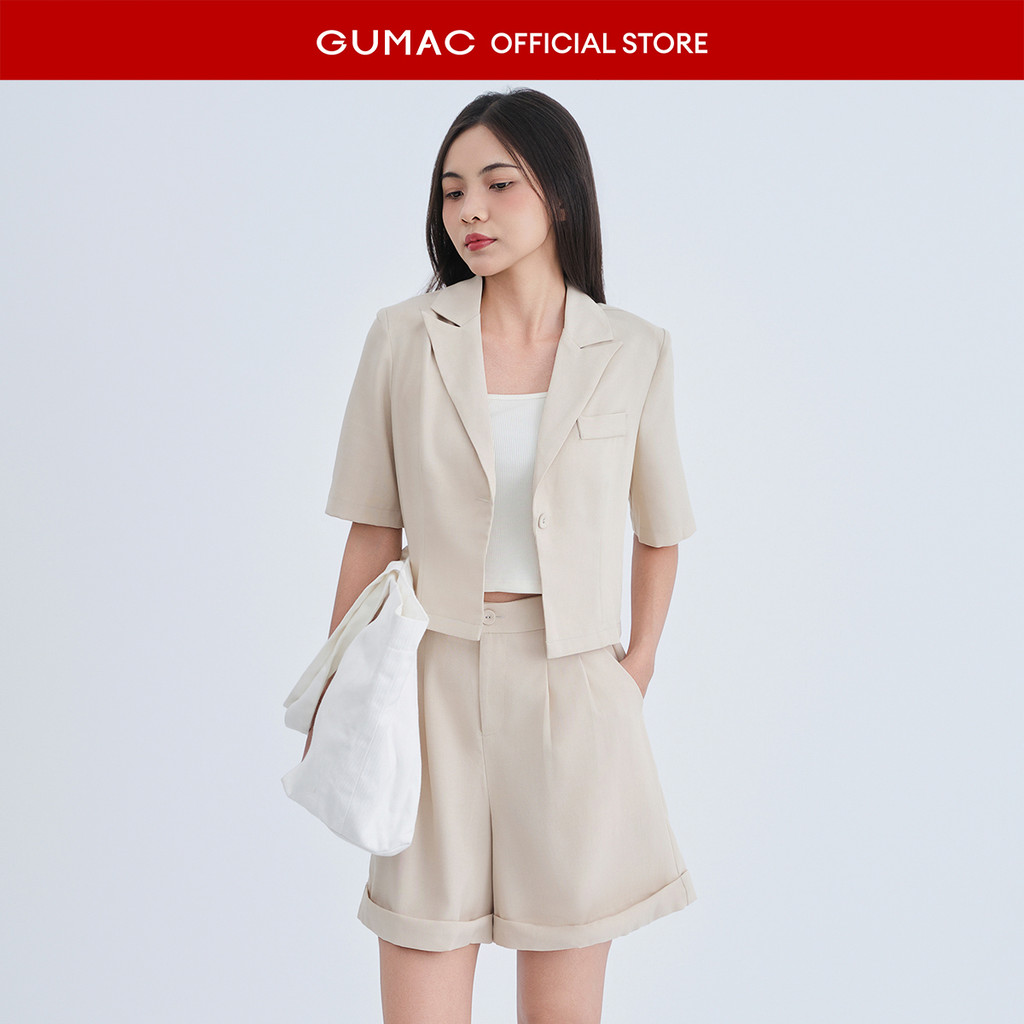 Set lẻ Áo Blazer nữ Gmorning - GUMAC lửng  YOWE07070 - Quần short nữ Gmorning - GUMAC lai lật YSHE07