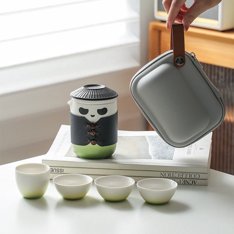 JH Creative Kung Fu Panda Hero Quick Cup Tea Set Di Động Du Lịch Ngoài Trời Một Nồi Bốn Cốc Dễ Thươn