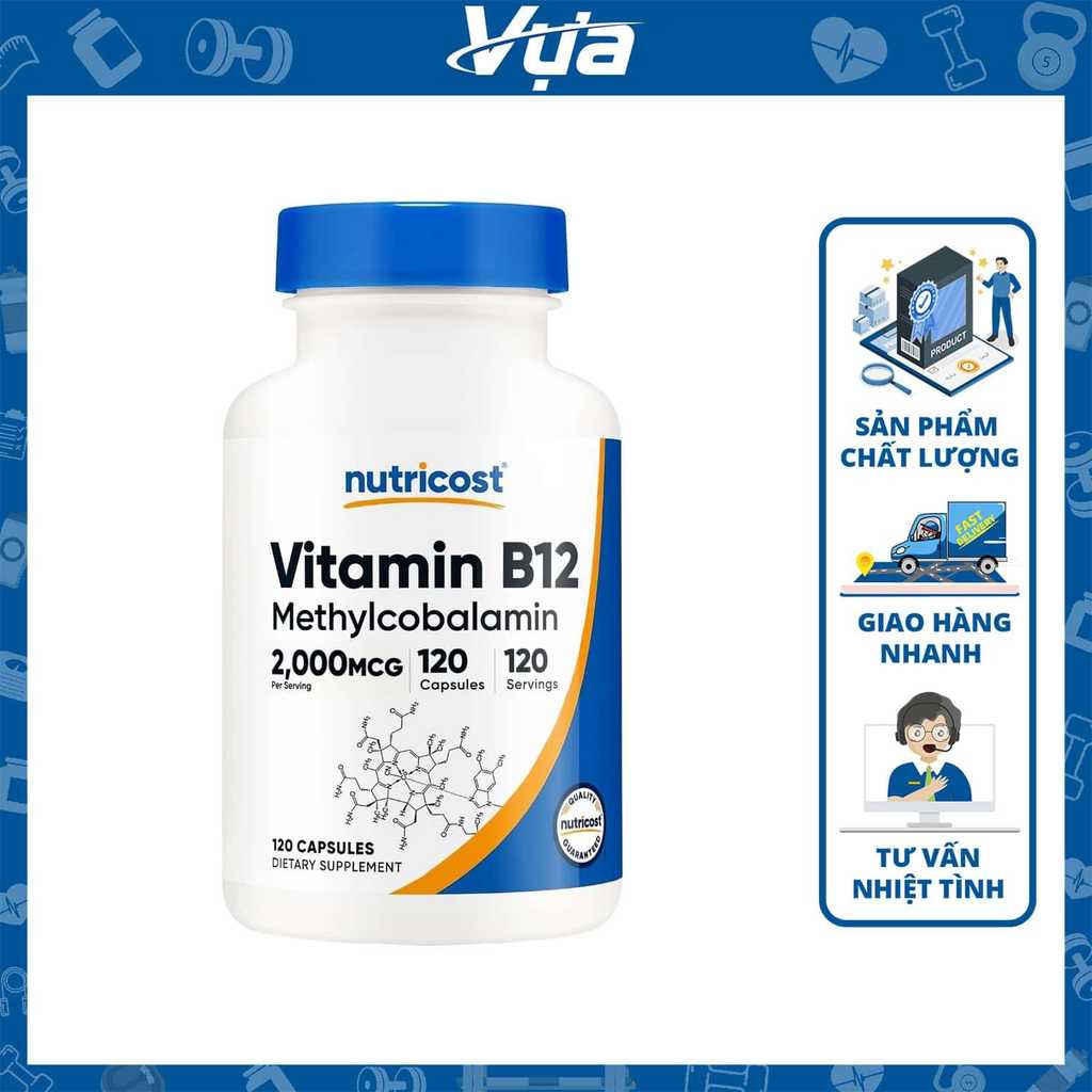 Viên uống Nutricost - Vitamin B12 2000mcg / Capsule (120 viên) - Hỗ trợ sức khỏe và tăng năng lượng