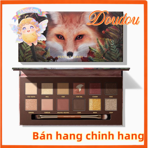 【Cam Kết Chính Hãng】Bảng phấn mắt PERFECT DIARY 12 màu sắc tông lì và ánh nhũ lấp lánh kèm cọ trang 
