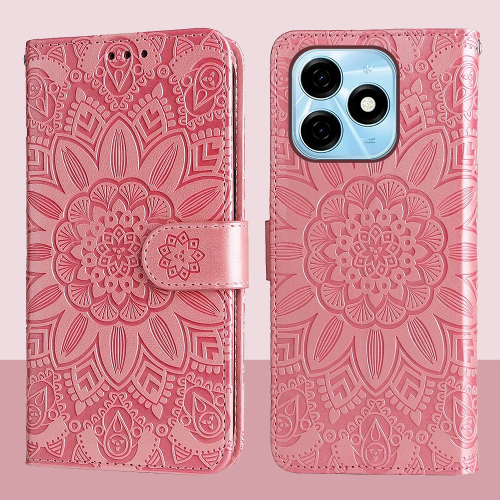 Ví Da Từ Tính Flip Case Cho Tecno Spark 20 KJ5 Dập Nổi Hoa Hướng Dương Cho Tecno Spark 20 Pro KJ6 Vỏ