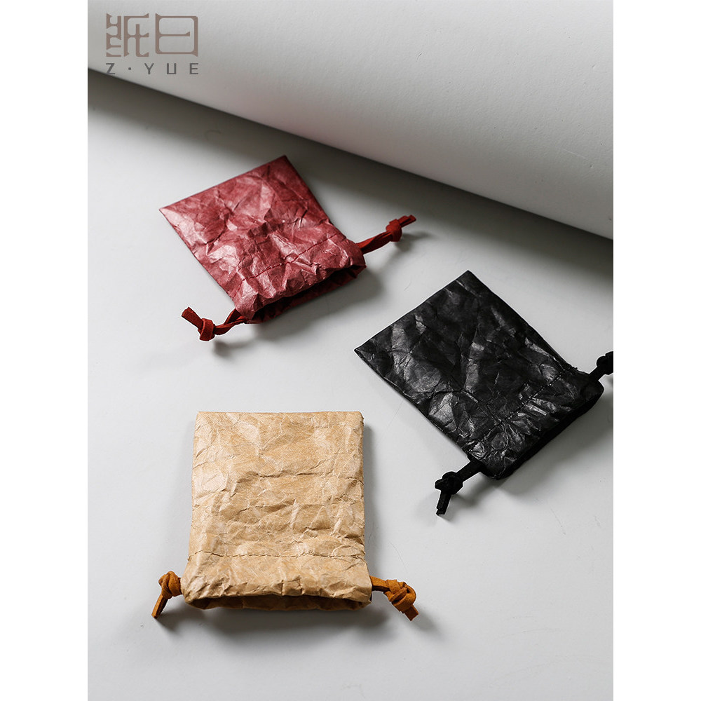 Spot Goods#Mini Dupont Paper Drawstring Pouch Earphone Storage Bag Small Drawstring Portable Accesso