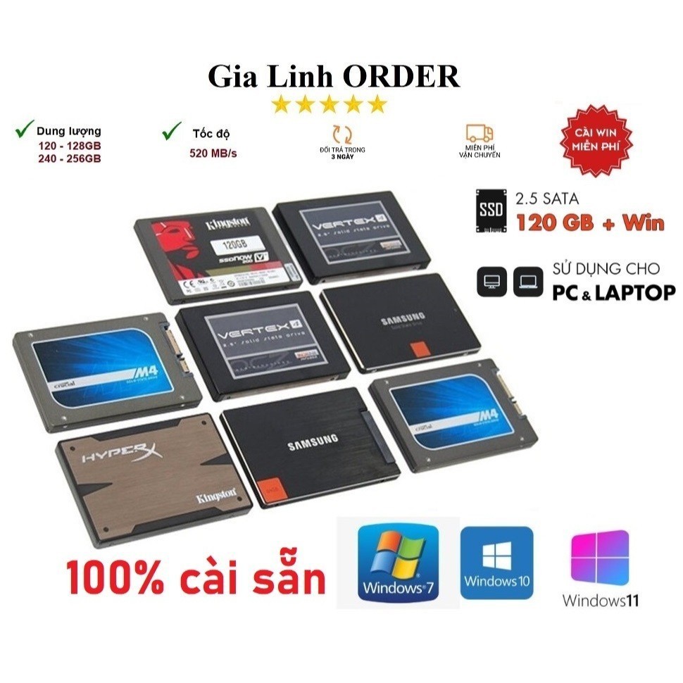 SSD 120GB 128GB 240GB 256GB cũ sức khoẻ tốt Sẵn Win + Ổ cứng SSD thích hợp SATA 2, SATA 3 giao ngẫu 