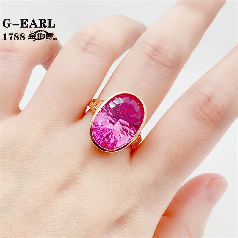 Vàng bạch kim Nga Vàng tím Au585 / 14K Nhẫn đá quý vàng hồng Bầu không khí sang trọng 1,24,66