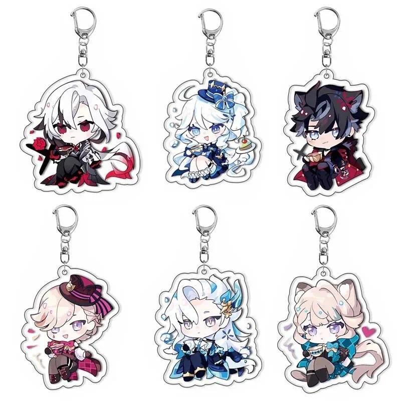 Genshin Impact Furina Arlecchino Neuvillette Lynette Lyney Wriothesley Keychain Anime Game Pendant A