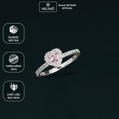 Nhẫn bạc trơn HELINO mặt đá tim hồng Rosie xinh xắn N16