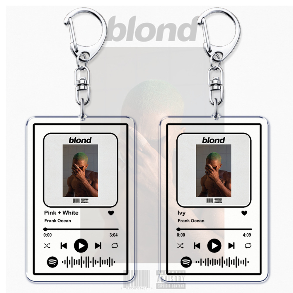 Frank Ocean Blonde Music Keychains for Women Accessories Bag Pink + White Be Yourself Ivy Playlist C