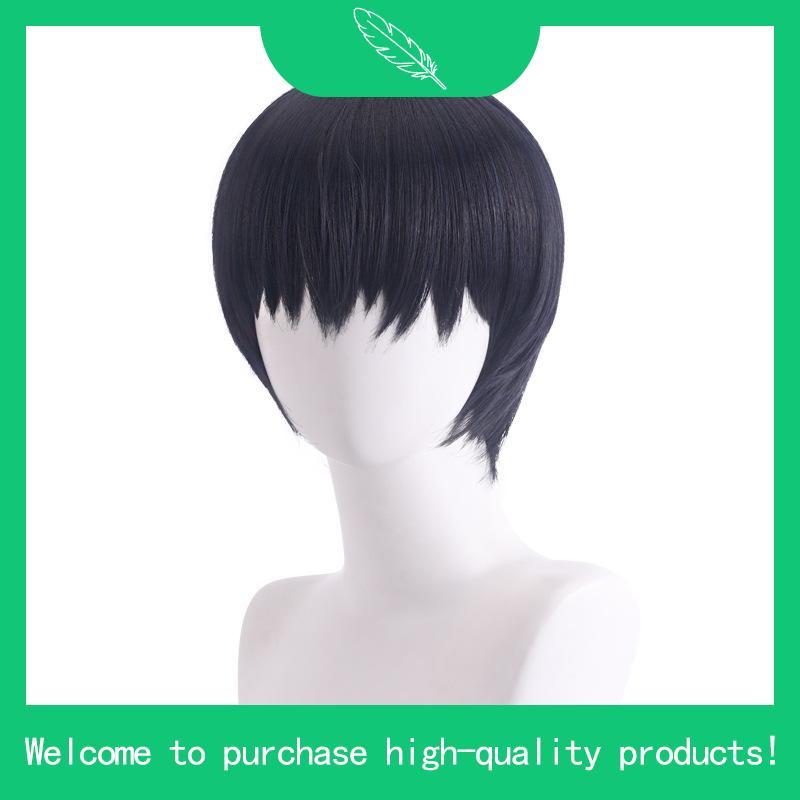 Anime Blue Lock Isagi Yoichi Cosplay Wig Dark Blue 28cm Short Wigs Heat Resistant Synthetic Hair