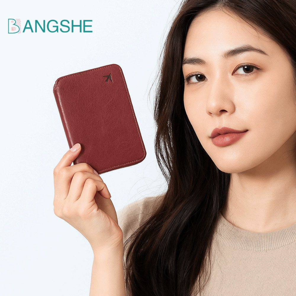 Ví du lịch BANGSHE, Túi đựng hộ chiếu PU Check-in máy bay màu trơn, Hộp đựng vé sáng tạo Vỏ hộ chiếu