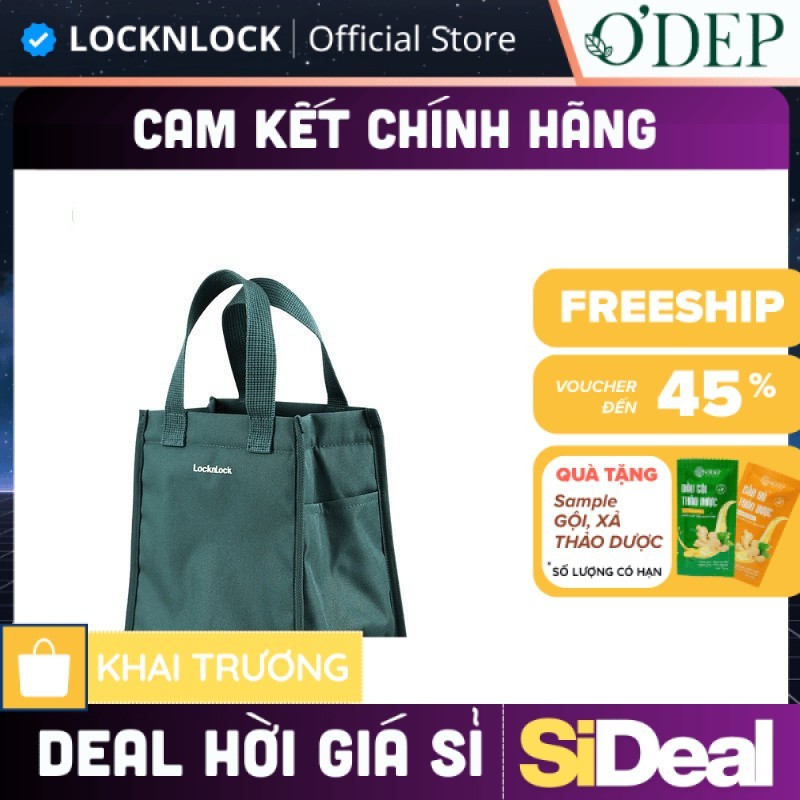 Túi đựng bộ hộp cơm LocknLock Daily Cooler Bag, Hàng Chính Hãng, Màu xanh lá HWB820 HWB820GRN - SIDE