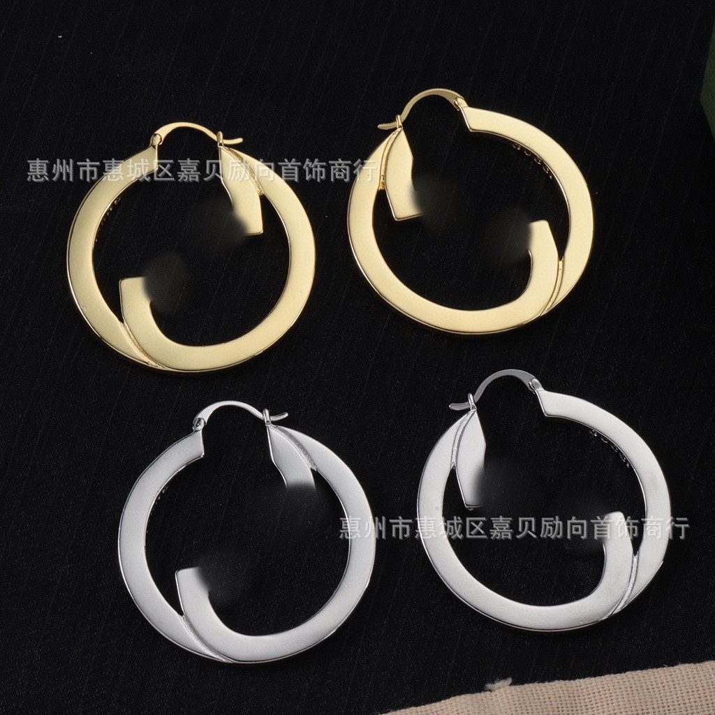 Vintage Earrings G Letter Earrings ins Fashion Round Stud Earrings Versatile Diameter5CM Earrings