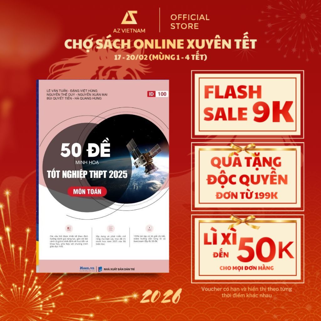 Sách Ôn Thi - 50 Đề Minh Họa Tốt Nghiệp THPT 2025 - Môn Toán